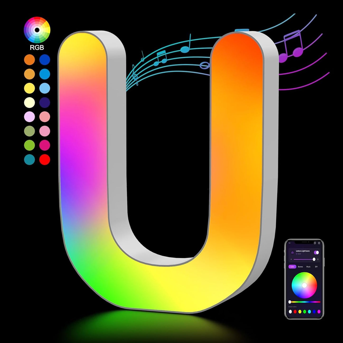 OJQ Light Up Letters LED Letter - Bedroom Lighted Colorful Alphabet Letter Music Sync Color Change - Christmas Birthday Gifts for Girl - Teen Girls Room Decor Gifts Party Home Wall Bedroom Decor