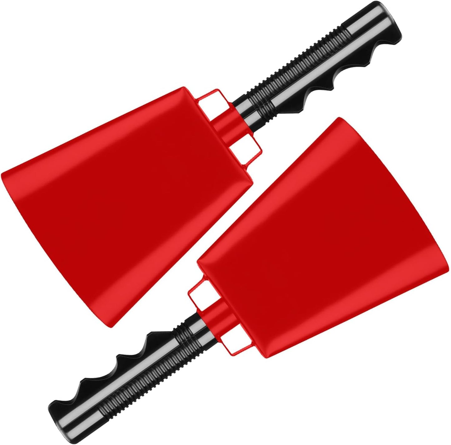 Deke Home - 2 Pack 10 Inch Steel Cowbells with Handle, Loud Noise Makers for Football, Sports, Parties, Competitions, School Spirit & Safety, Large Hand Bell for Cheering & Percussion Instrument