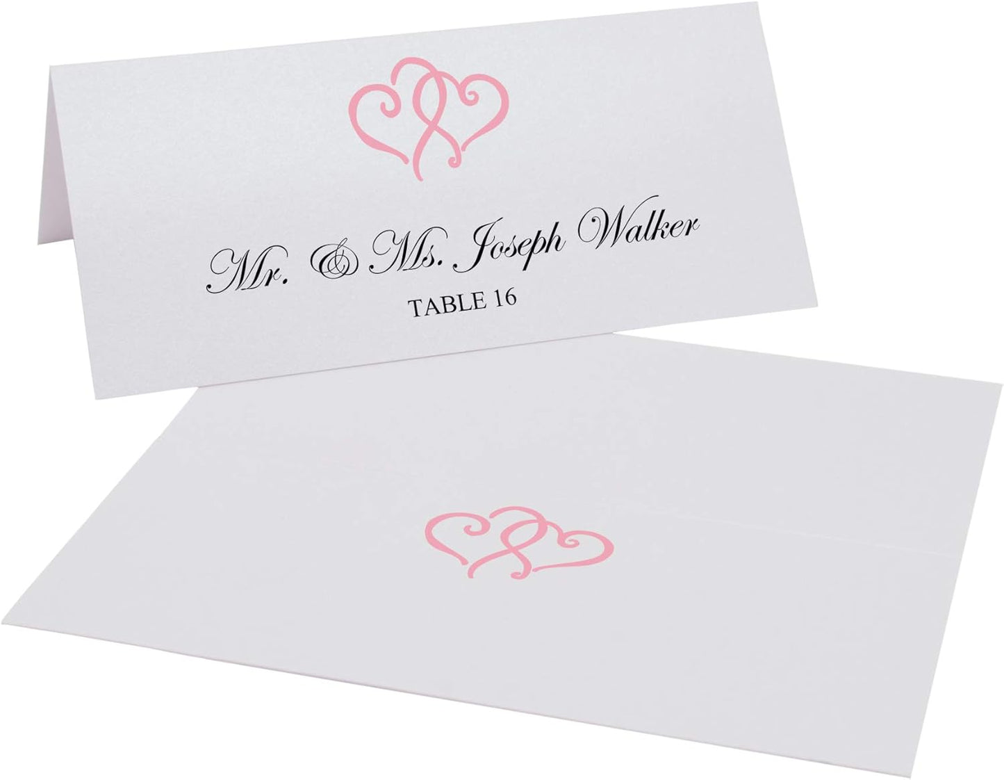 Linked Hearts Place Cards, Pink (Choose Color), Set of 60, Pre-cut and Scored - Wedding, Party, Dinner, and Special Events - Made in the USA