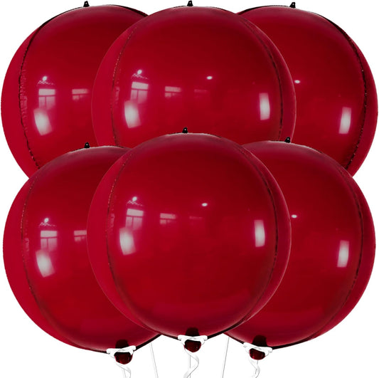 KatchOn, Big Metallic Red Balloons - Large 22 Inch, Pack of 6 | 2025 Graduation Decorations | Round 4D Red Mylar Balloons | Graduation Decorations | class of 2025