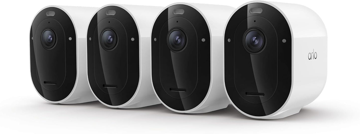 Arlo Pro Security Camera (6th Gen - 2025 Release) - 2K HDR, Battery Power, Event Captions, Emergency Response, 1-Month Trial of Secure Plan, 160° Field of View, Dual-Band WiFi, Spotlight, 4 Cam, White