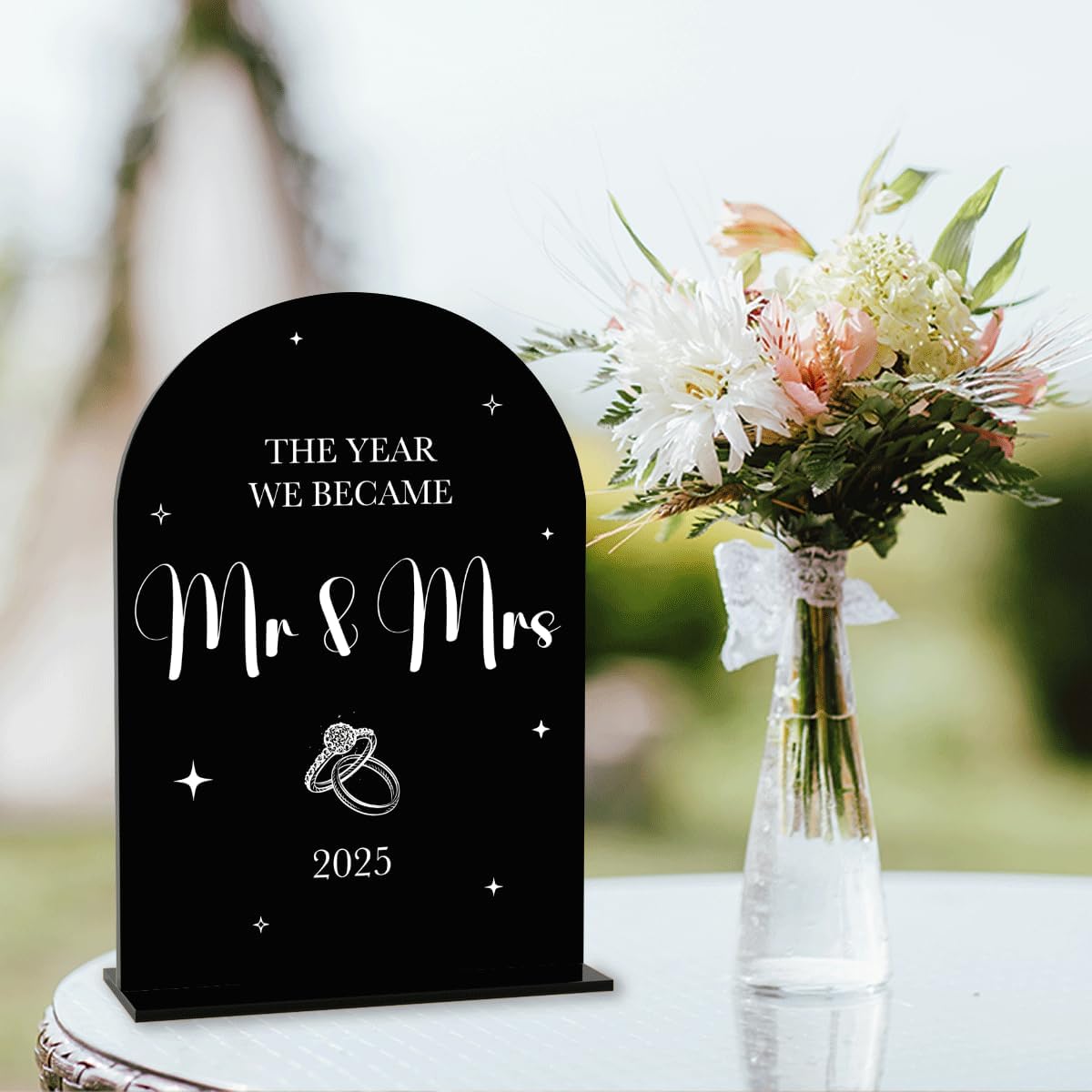 Black Wedding Sign, The Year We Became Mr and Mrs Signs, Wedding Engagement Bridal Shower Decor for Reception Ceremony Party, Weddings Love Acrylic Sign