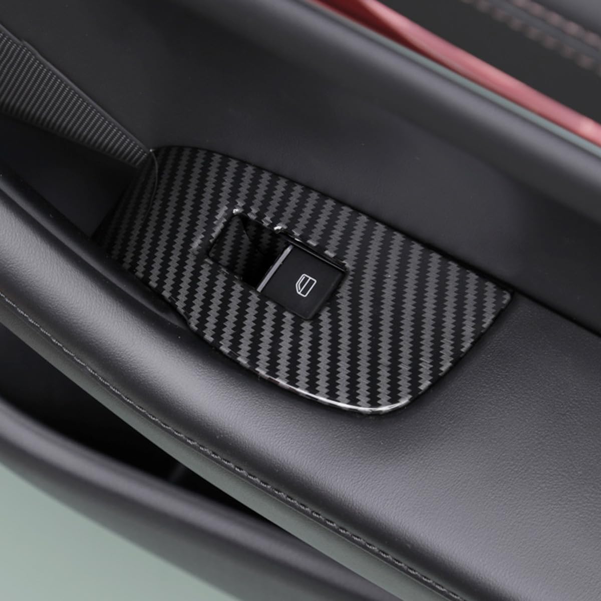 4pcs Carbon Fiber Style Front Rear Doors Window Glass Lift Switch Panel Cover Decorative Sticker Protection Car Interior Accessories for Mazda 3 2020-2025 KT12