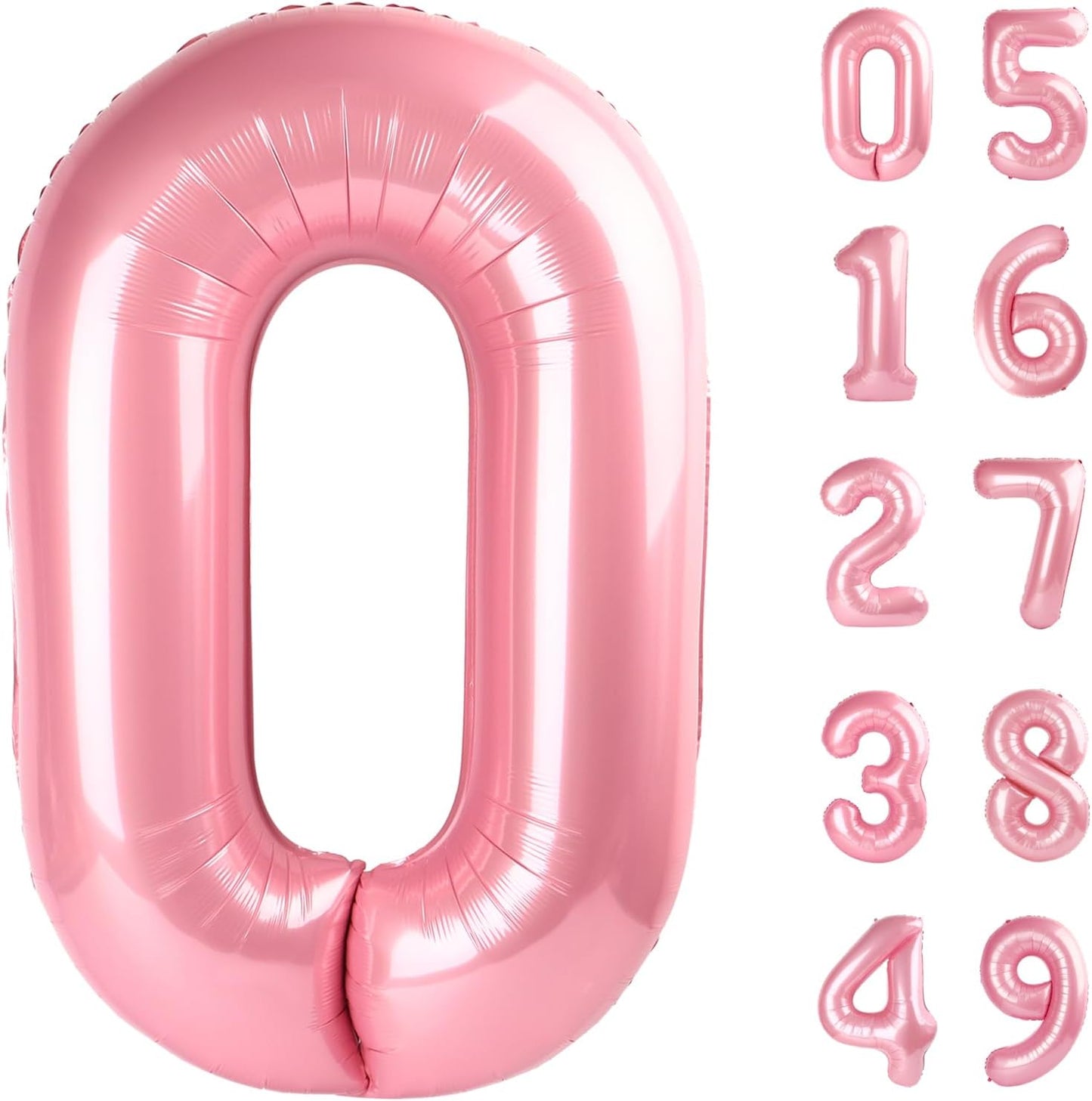 Pearlescent Pink 40 Inch 0 Number Balloons, 0 Decorations for 10 20 30 40 50 60 70 80 90 100Birthday, Foil Giant Birthday Graduations Anniversary Party Balloons