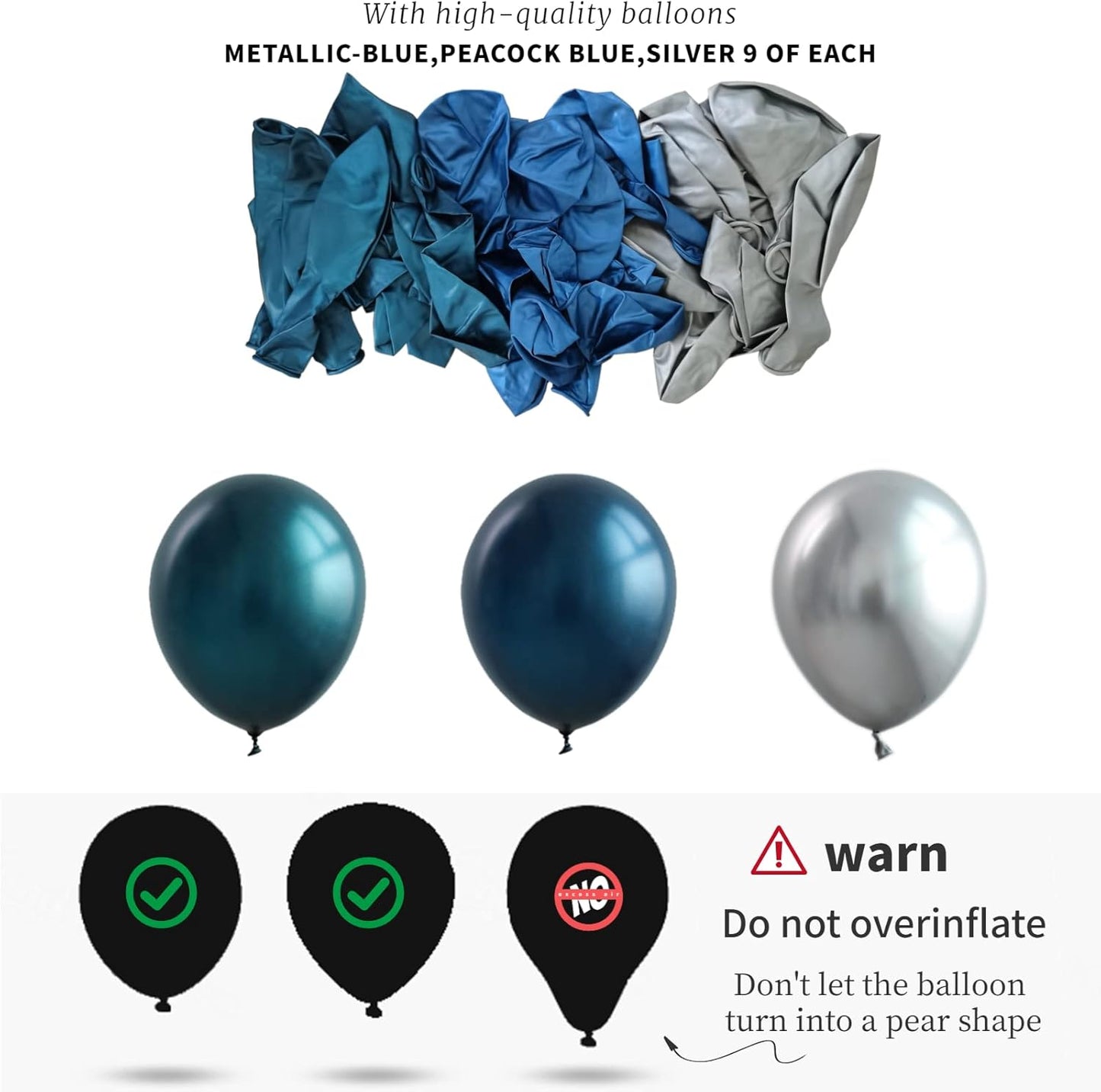 Balloon Column Kit for Floor- Set of 2,Balloon Columns with Stand, Base and Pole,Balloon Tower Backdrop Decoration for Wedding, Baby Shower, Birthday Party, or Bachelorette Parties (BLUE SILVER)