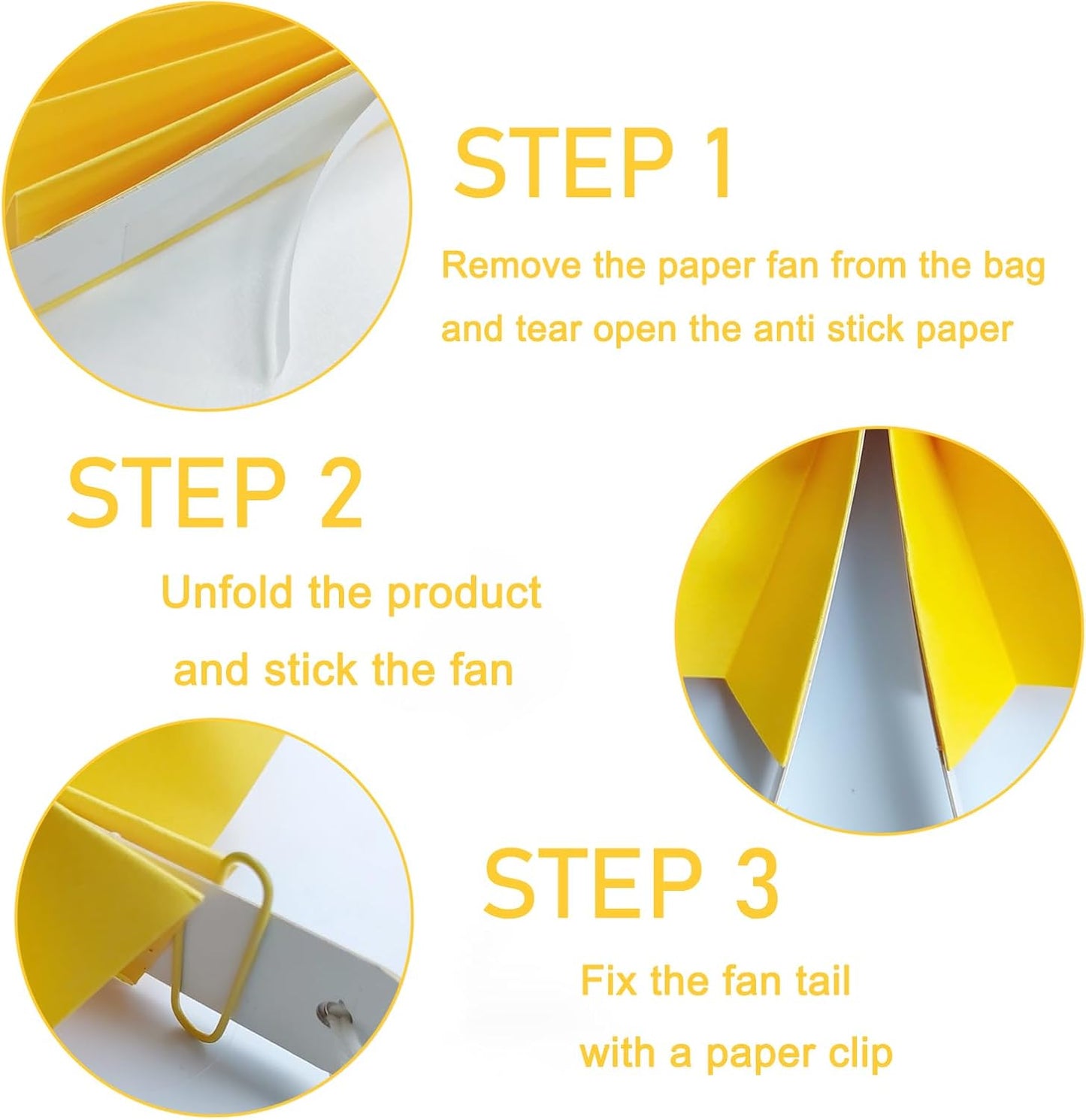 BARTHEW Yellow Birthday Decorations,DIY Yellow Paper Fans Hanging Decoration ,Party Supplies Party Fans 12in, Wedding Graduation Events Accessories 30 Color DIY Set （Yellow）