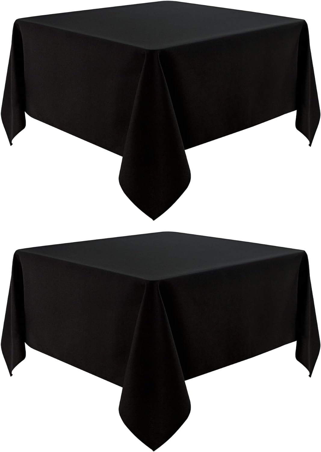 2 Pack Square Table Cloth 52X52 Inch Black Washable Fabric Tablecloth Polyester Solid Dining Table Cover for Birthday Party Dinner Holiday Outdoor Indoor