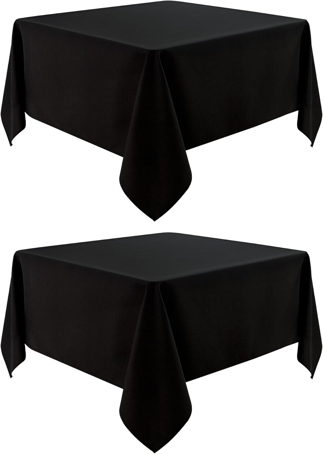 2 Pack Square Table Cloth 48X48 Inch Black Washable Fabric Tablecloth Polyester Solid Dining Table Cover for Birthday Party Dinner Holiday Outdoor Indoor