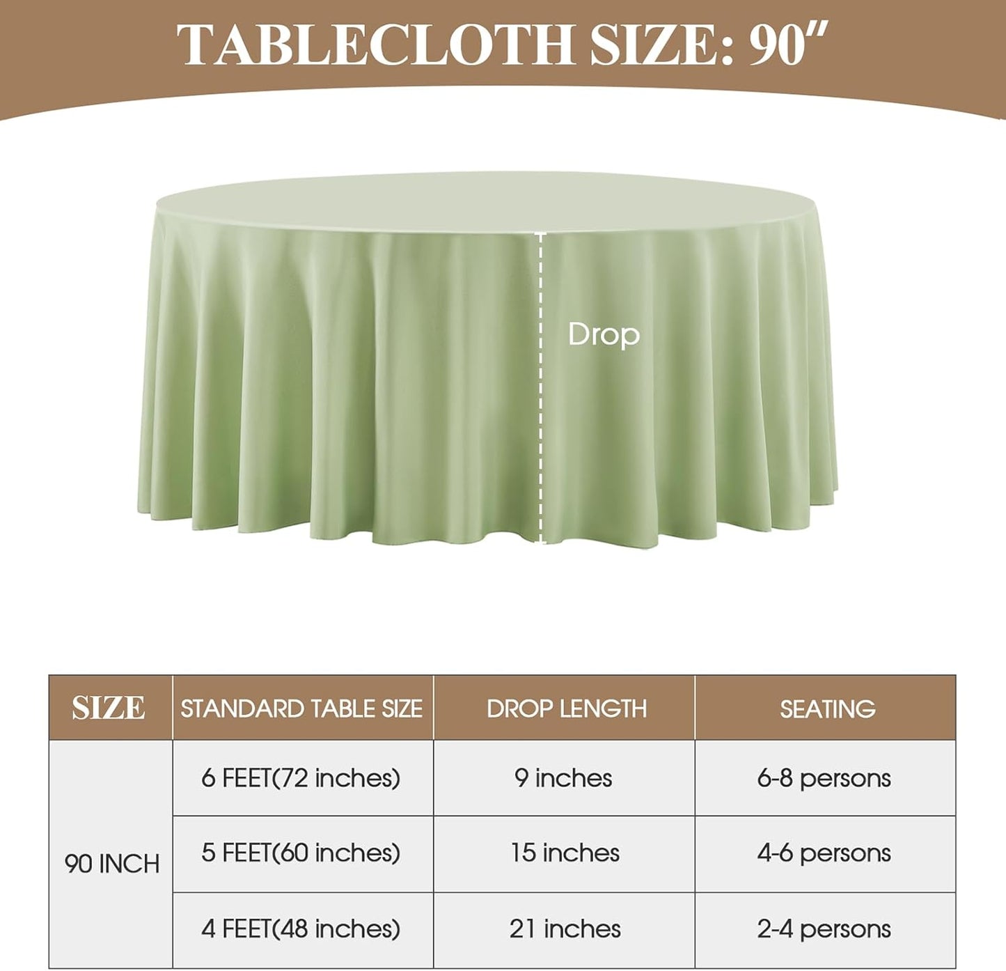 Round Tablecloth 6 Pack 90 Inch Sage Green Tablecloths Washable Decorative Linen Polyester Table Clothes Cover for Dining Table Banquets Buffet Parties and Wedding