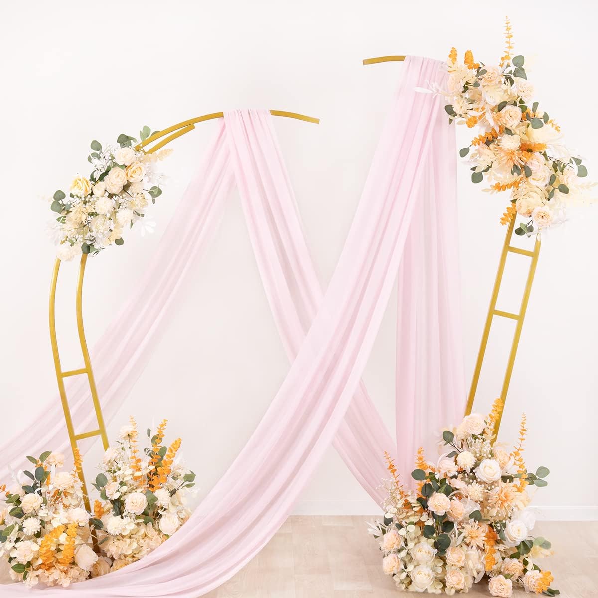 Socomi Wedding Arch Draping Fabric 1 Panel 29" x 19Ft Blush Pink Sheer Chiffon Curtain Drapes 6 Yards for Wedding Ceremony Birthday Party Decoration