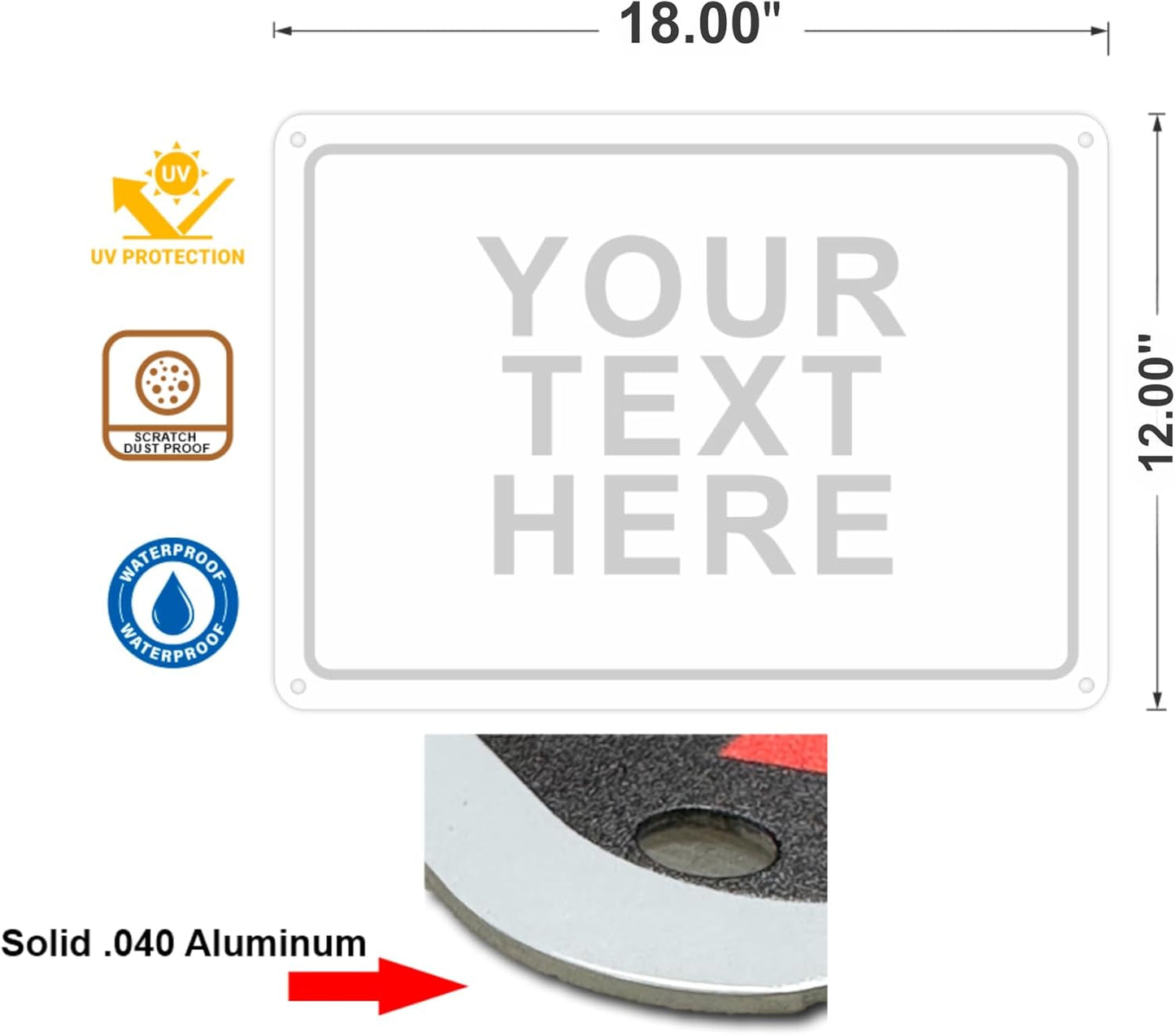 Custom Signs Outdoor Metal for Home Office Business, Personalized, Door, Porch, Delivery, Man Cave, Shop, Garage, Street. For Outside or Inside Use. Our Metal Signs Are UV Printed Solid Aluminum (12x18 inches, Header Box)