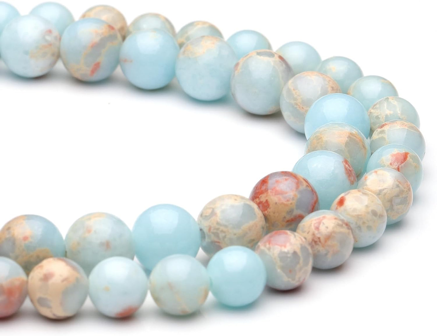 8mm Natural Stone Beads for Jewelry Making,Sky Blue Jasper Polished Smooth Round Gemstone Beads for Bracelet Necklace 15 Inch