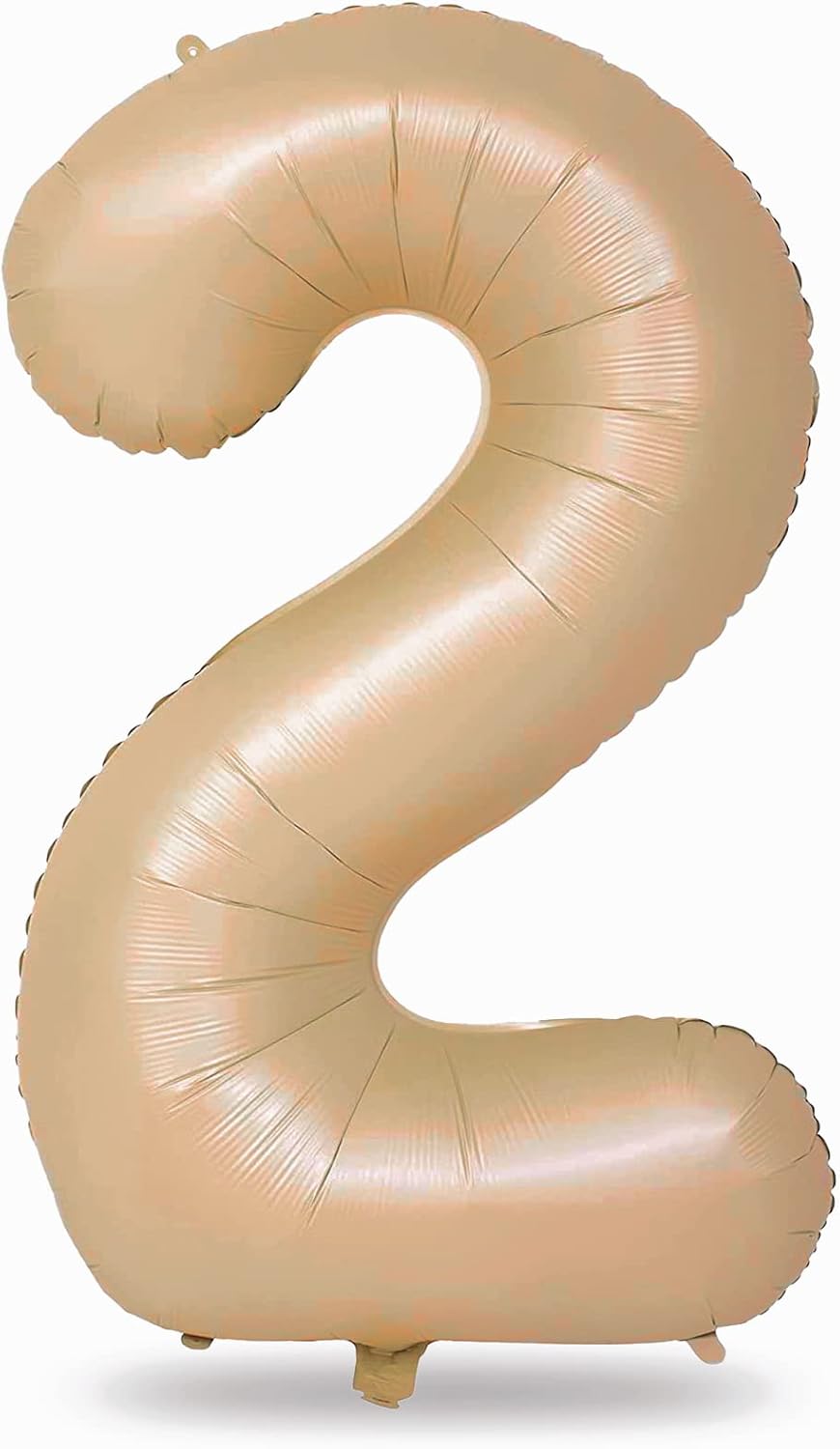 40" Neutral Number 2 Balloon for Boys Girls, Large Self Inflating Nude Helium Foil Number Balloons Set 0-9 for Women Men 2nd Birthday Graduation Anniversary Wedding Party Decorations Supplies