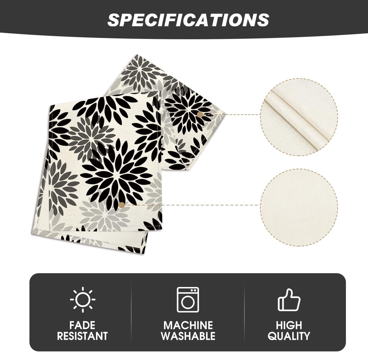 Artoid Mode Black Dahlia Floral Pinnata Halloween Table Runner, Fall Autumn Kitchen Dining Table Decoration for Home Party Decor 13x72 Inch