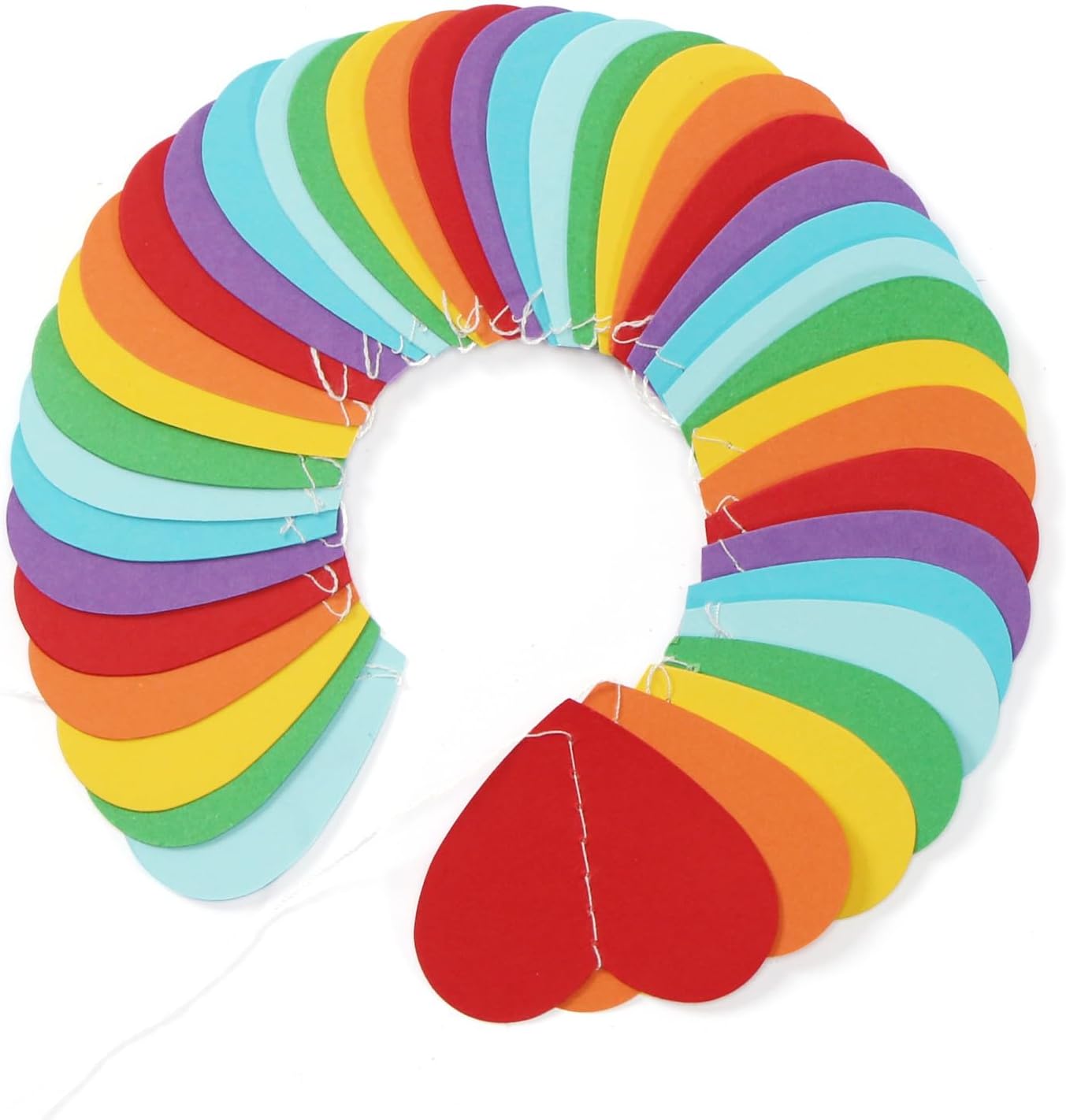 Rainbow Colorful Party-Decorations Heart Garland - 52ft Red Orange Yellow Green Blue Purple Streamers Banner,Boy Girl Kids Birthday Supplies Baby Shower Wedding Welcome Back to School Decor Panduola
