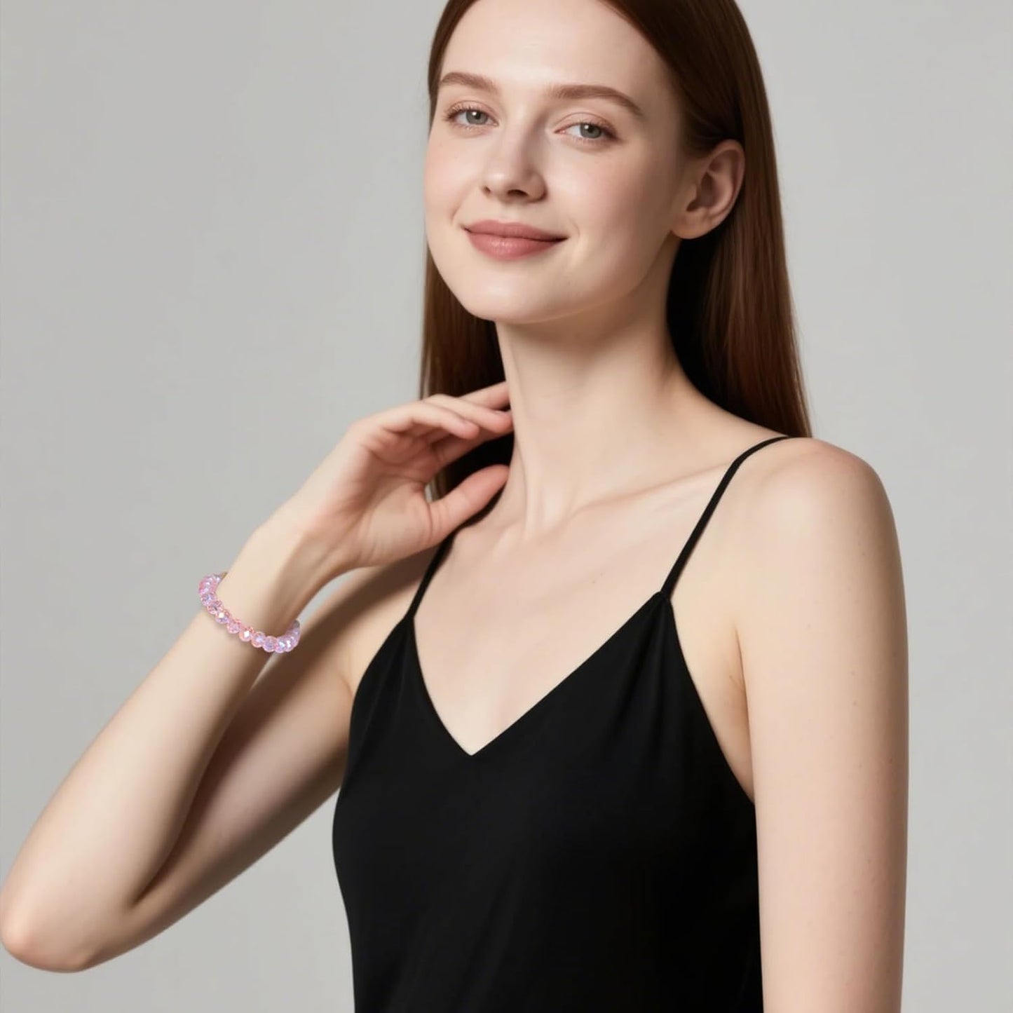 220Pcs 10mm Crystal Glass Beads for Jewelry Making Beads for Bracelets Necklace Pendants Making Supplies(Pink)