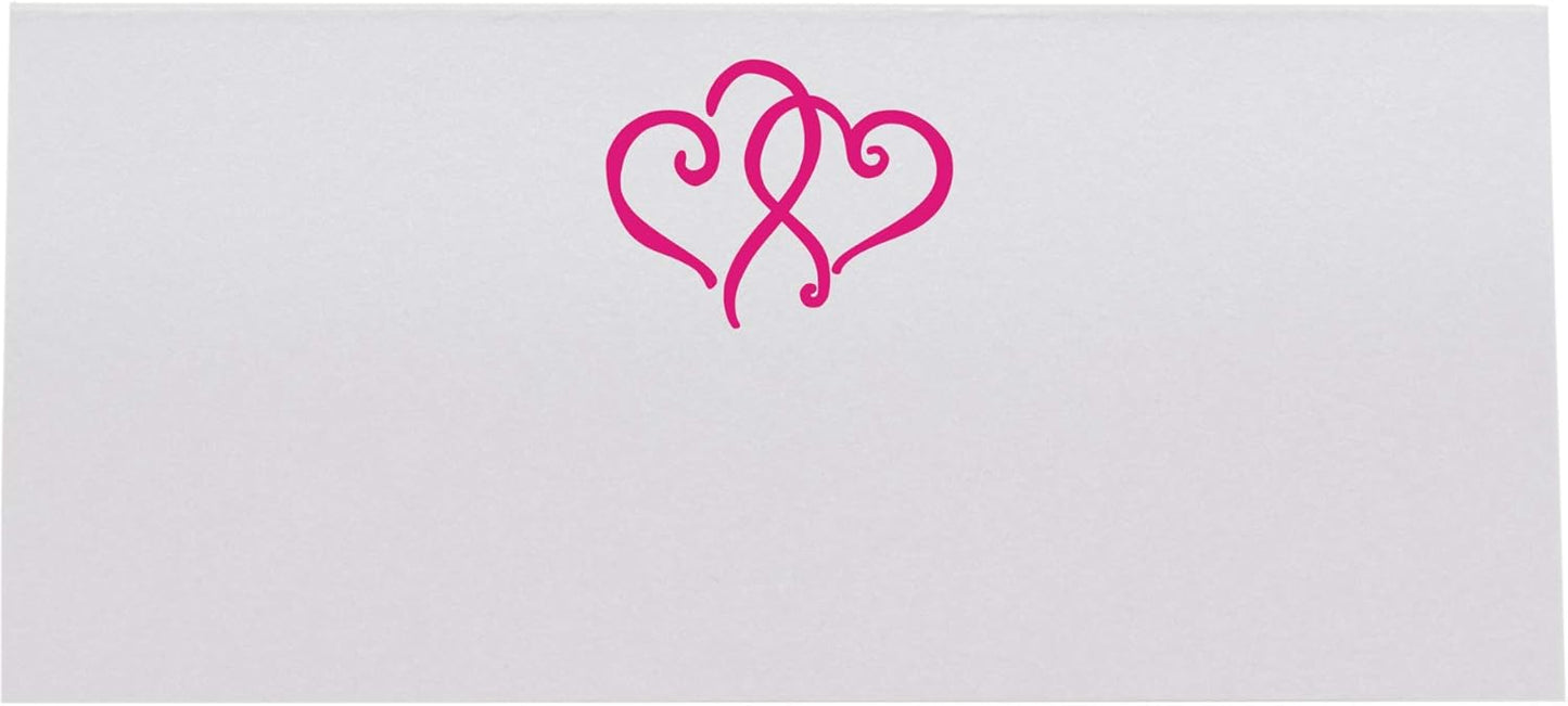 Linked Hearts Place Cards, Fuschia (Choose Color), Set of 60, Pre-cut and Scored - Wedding, Party, Dinner, and Special Events - Made in the USA