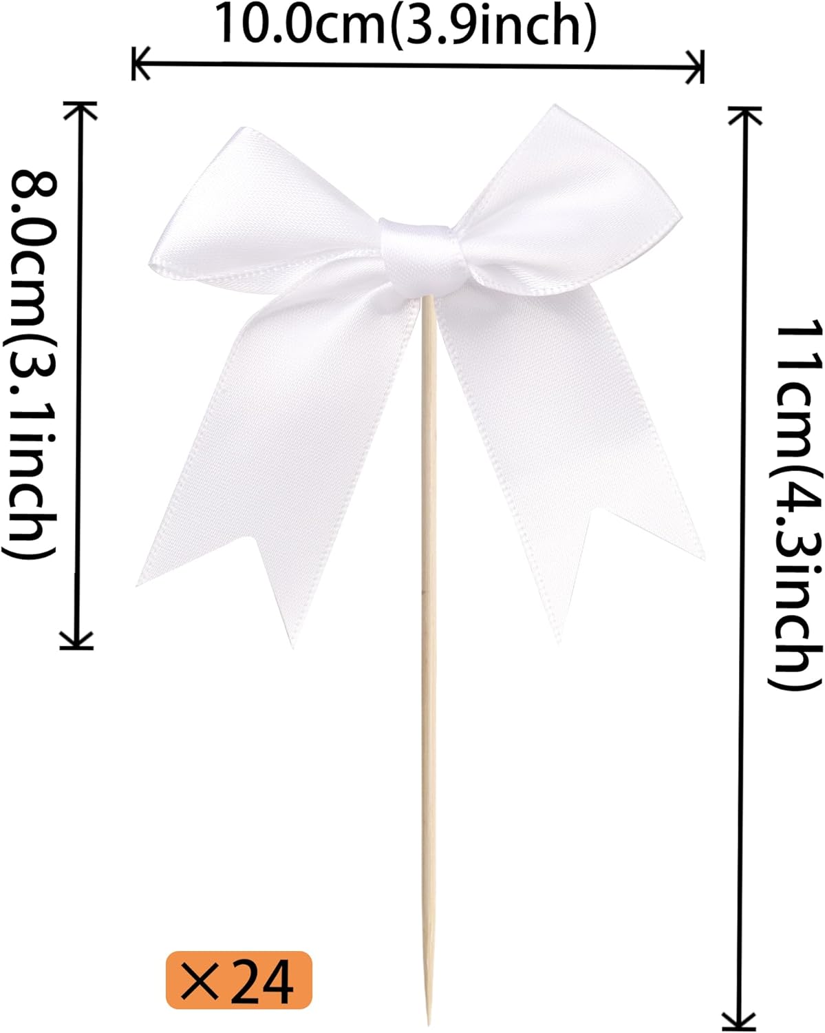 24 PCS Bow Cupcake Toppers Bowknot Cake Toppers Bow Cupcake Picks Bowknot Birthday Party Decorations Bow Cake Dessert Picks for Wedding Bridal Engagement Baby Shower Birthday Party Supplies White