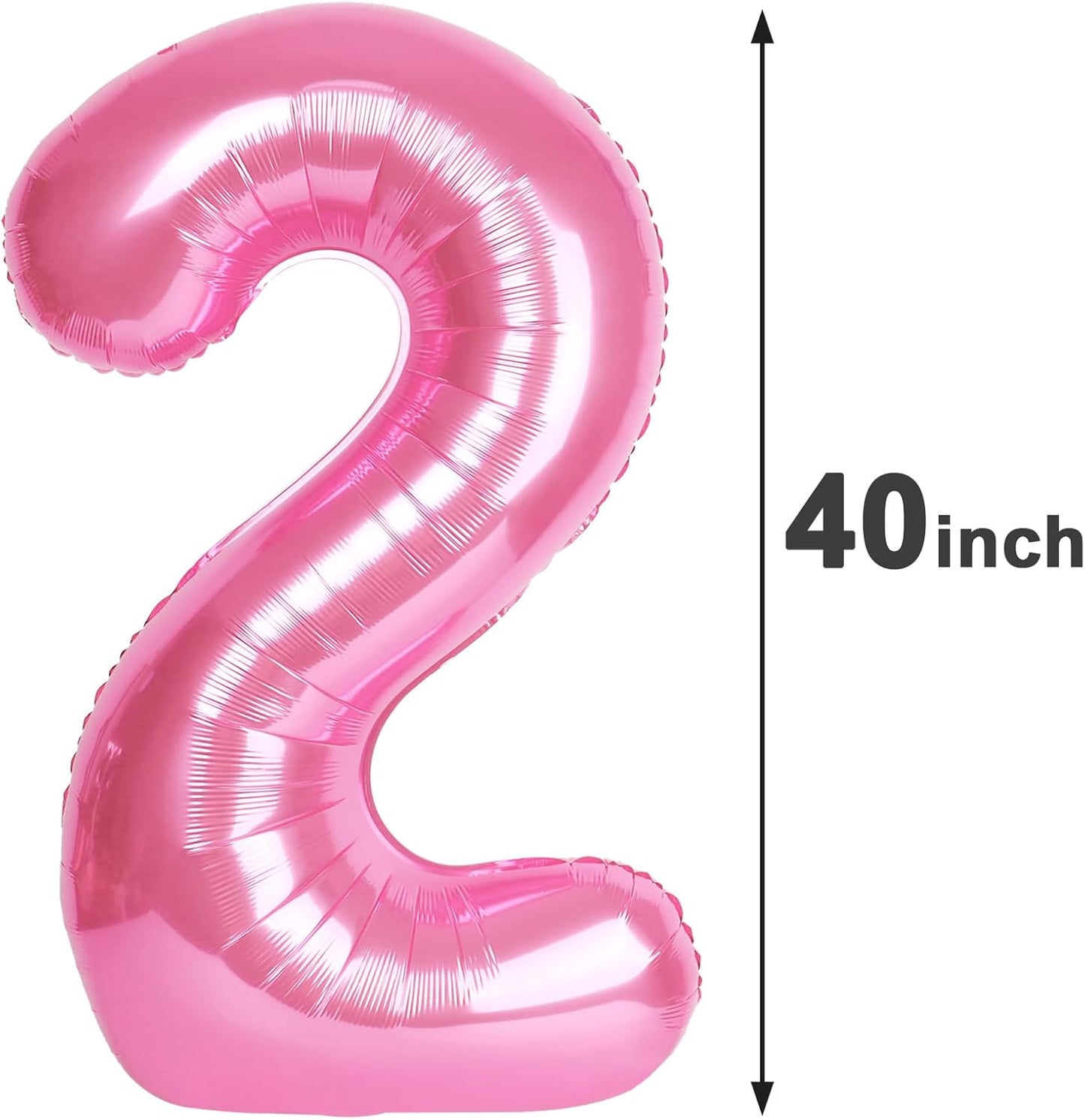 Big Pink 2 Number Balloon 40 Inch Birthday Decoration, Number 2 Helium Balloon 12 20 22 23 24 26 28 32 42 Celebration, Boy Girl Baby Anniversary Party Graduations Supplies Decorations