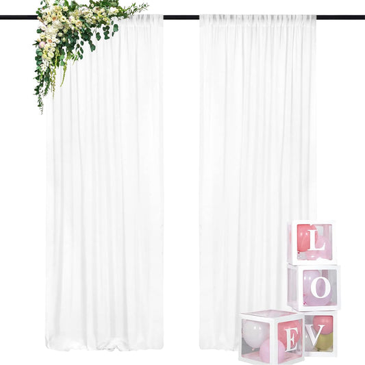 DUOBAO White Chiffon Backdrop Curtain-2 Panels 29"x120" Sheer Weddings Drapes Beach Curtains for Living Room Voile Window Drape Photography Background for Wedding Ceremony