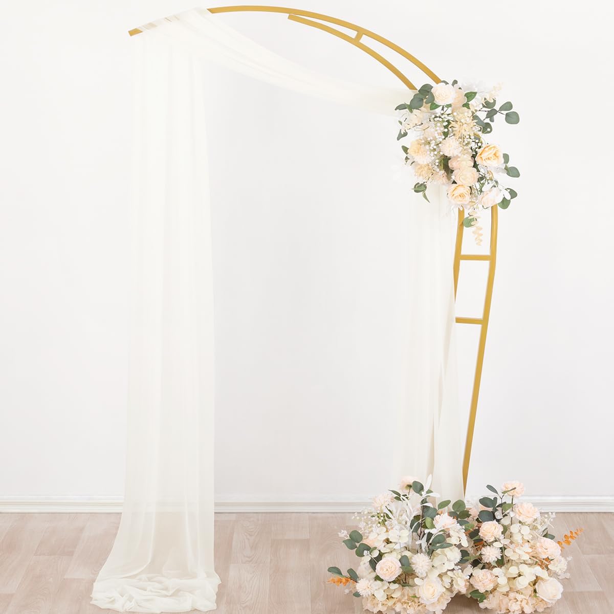 Socomi Ivory White Wedding Arch Draping Fabric 29" x 20Ft 1 Panel Sheer Outdoor Curtain Drapes Extra Long for Bridal Baby Shower Ceremony Birthday Party Decor
