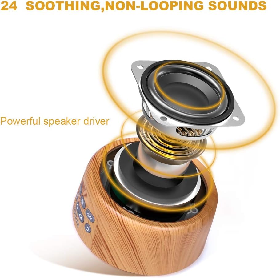 Douni Sleep Sound Machine - White Noise Machine with 24 Non-Looping Soothing Sounds for Sleeping & Relaxation, Timer Settings,Sleep Therapy for Families, Home,Office,Travel.Wood Grain.