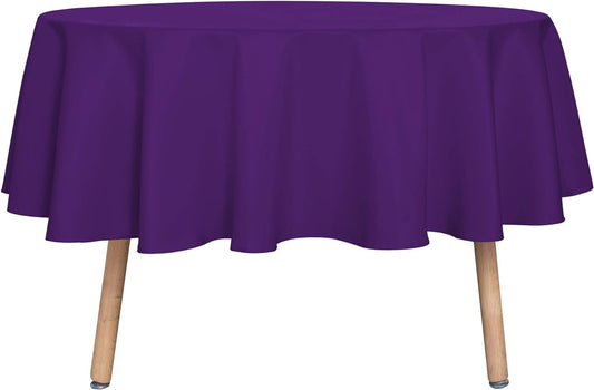 sancua Round Tablecloth - 70 Inch - Water Resistant Spill Proof Washable Polyester Table Cloth Decorative Fabric Table Cover for Dining Tables, Buffet Parties and Camping, Purple