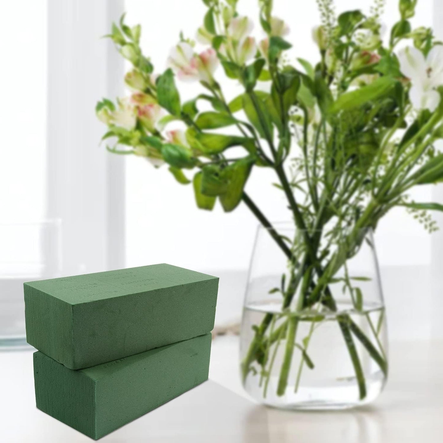 KIMOBER Wet Floral Foam Bricks,Large 9''Lx4''Wx3''H Green Foam Blocks for Flower Arrangement, Wedding,Party Decoration, Pack of 6