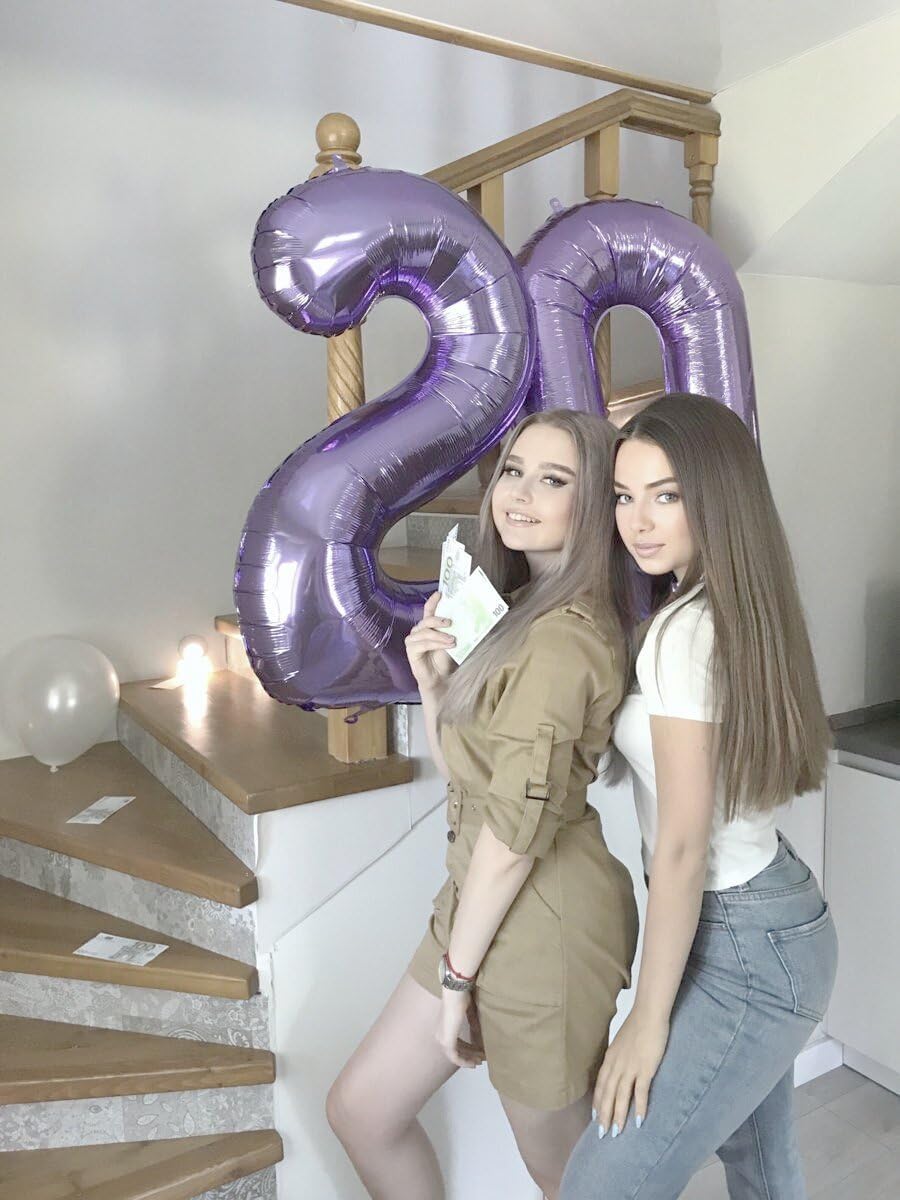 Lilac 40 Inch Big Number Balloon Birthday Decoration, Number 2 Helium Balloon 12 20 22 23 24 26 2026 New Years Celebration, Boy Girl Baby Anniversary Party Graduations Supplies Decorations