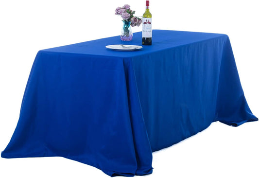 Ascoza 2pack 90x132 Inch Royal Blue Rectangular Tablecloth 8 Feet Table Cloth in Polyester Fabric for Wedding/Banquet/Restaurant/Parties