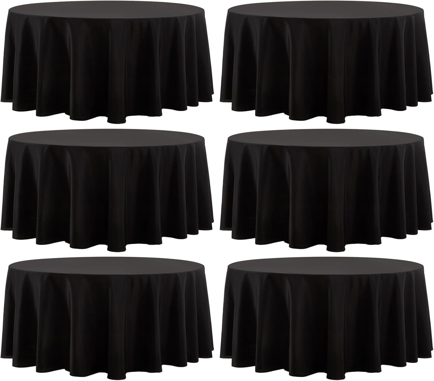 Round Tablecloth 120 Inch 6 Pack Black Tablecloths Washable Decorative Linen Polyester Table Clothes Cover for Dining Table Banquets Buffet Parties and Wedding