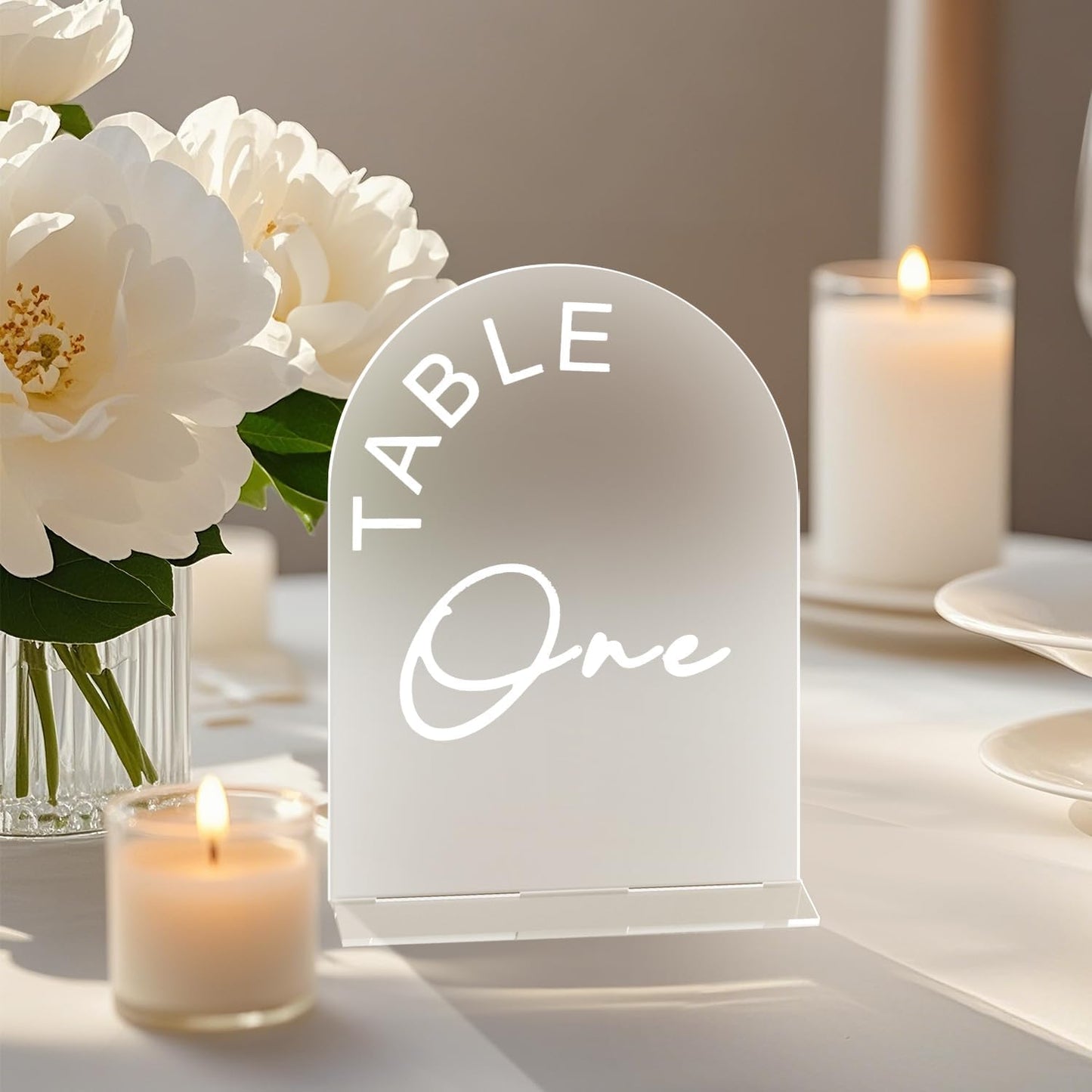 Frosted Arch Wedding Table Numbers 1-10 with Stands, 5x7 Inch Acrylic Arch Sign with Holder for Wedding Reception Table Centerpiece Decoration