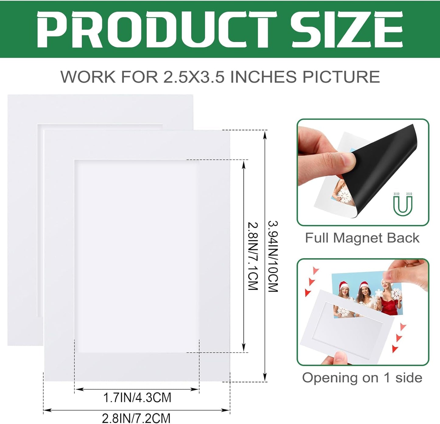 Soaoo 60 Pcs Magnetic Picture Frames Wallet Size 2.5 x 3.5 Inches Reusable Magnetic Photo Sleeves Picture Frame Holder for Home Cabinet Office Graduation Xmas Anniversary Classroom(White)