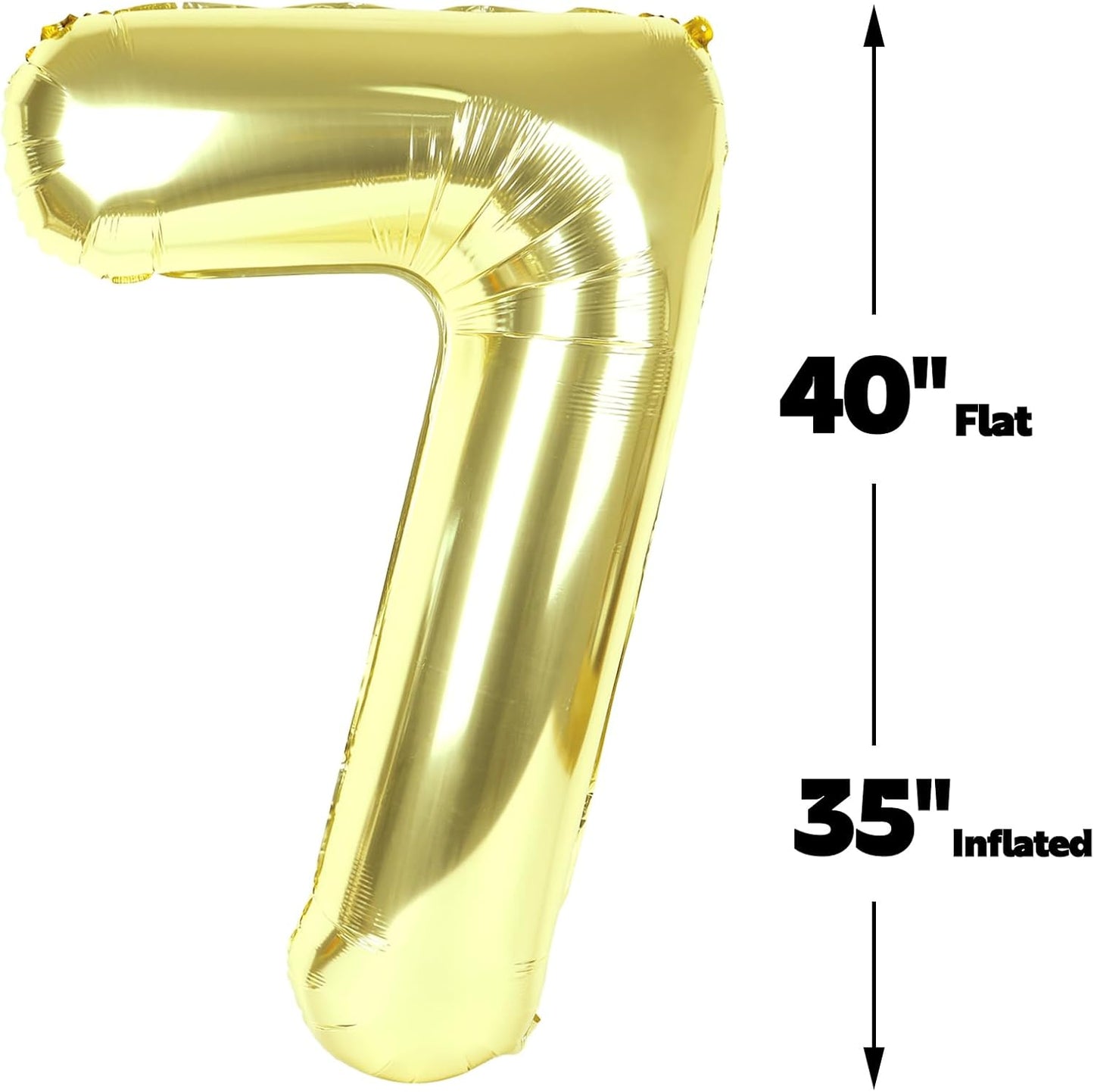 Digital Number 7 Champagne Gold Birthday Balloon 40 Inch, Foil Balloons for 7 17 27 70 77 Party Decorations Supplies, Light Gold Mylar Numbers Balloon for Seven Wedding Anniversary