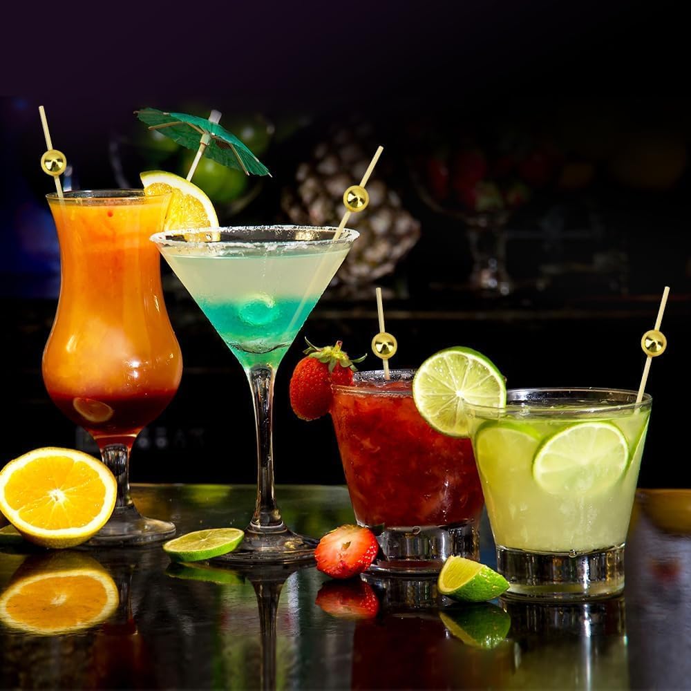 300Pcs Fancy Toothpicks for Appetizers,4.7Inch Gold Pearl Cocktail Picks For Drinks,Bamboo Appetizer Skewers for Charcuterie Boards Accessories,Martini, Sandwich,Desserts,Fruit,Gold Party Decorations