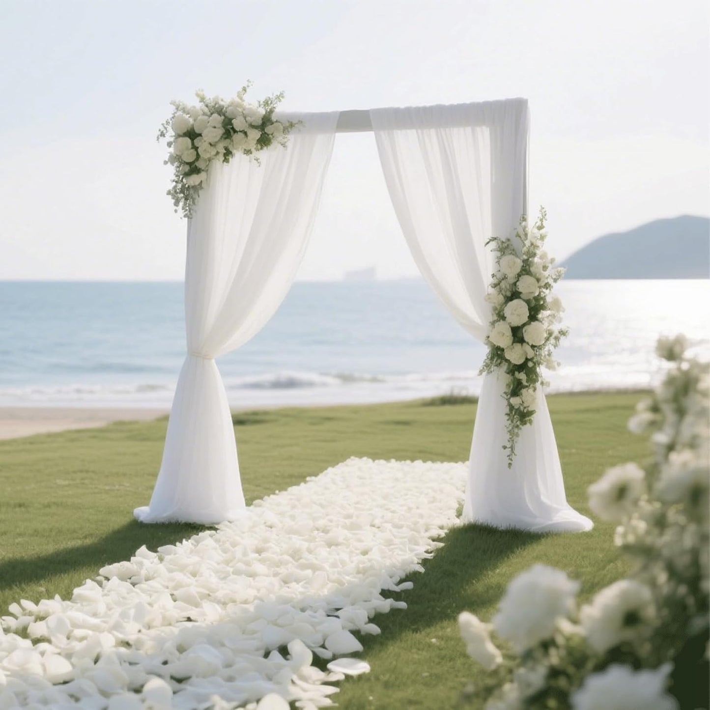 Wedding Arch Draping Fabric 29" x 18 FT White Sheer Chiffon Outdoor Curtain Drapes for Wedding Birthday Party Ceremony Decor(1 Panel, White)
