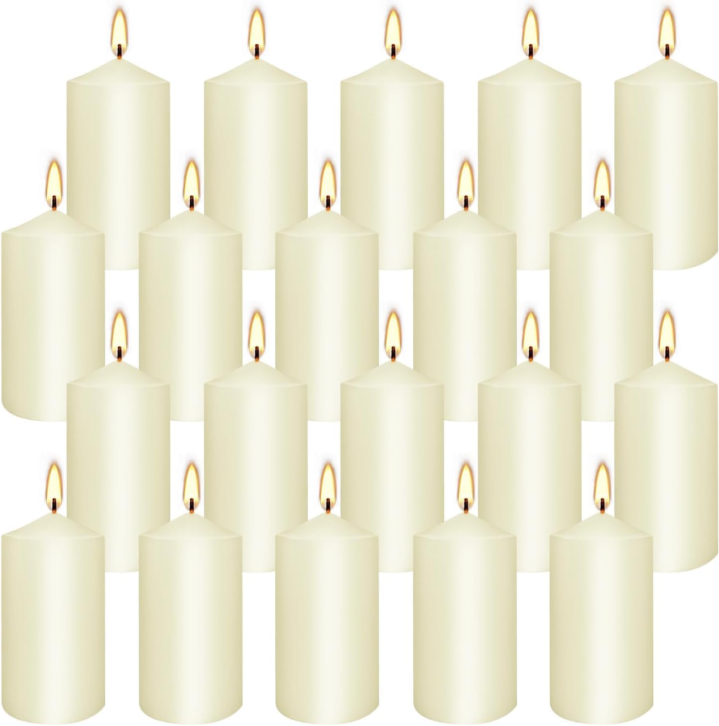 2"x4" High Ivory Pillar Candles, Set of 20 Unscented. Bulk Buy. Ideal for Halloween, Wedding, Emergency Lanterns, Household, Wedding and Home Décor Candlesticks