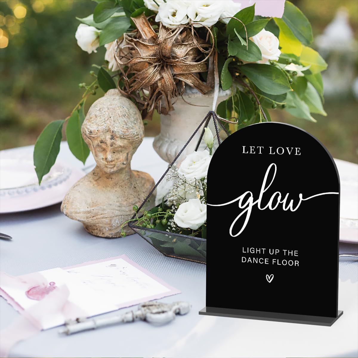 Acrylic Wedding Sign Let Love Glow Sign for Wedding Wedding Signs for Ceremony Modern Calligraphy Arch Acrylic Table Top Sign for Wedding Reception and Event Party Table(black）