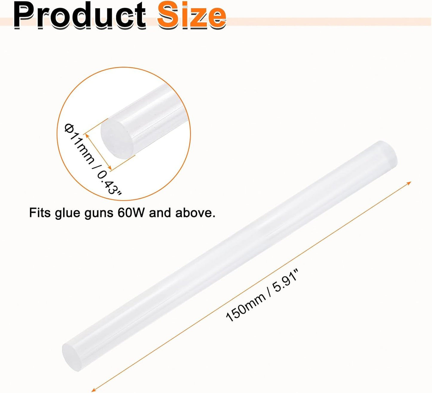 HARFINGTON 10pcs Hot Glue Sticks 0.43" Dia x 5.91" Long EVA Mini Hot Melt Adhesive Glue Stick for Hot Melt Gun Wood Plastic Glass Flowers Fabrics Foam, Clear