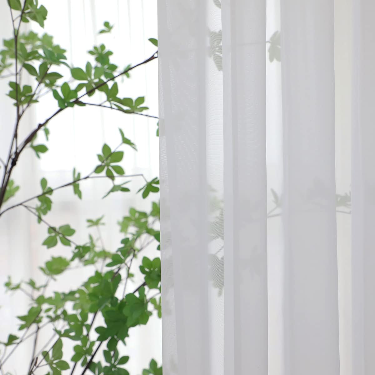 Window Ivory Sheer Curtains 84 Inches Long 2 Panels Sheer Curtain Basic Rod Pocket Panel for Bedroom Children Living Room Yard Kitchen (Ivory, 52" W x 84" L | 2 pcs)