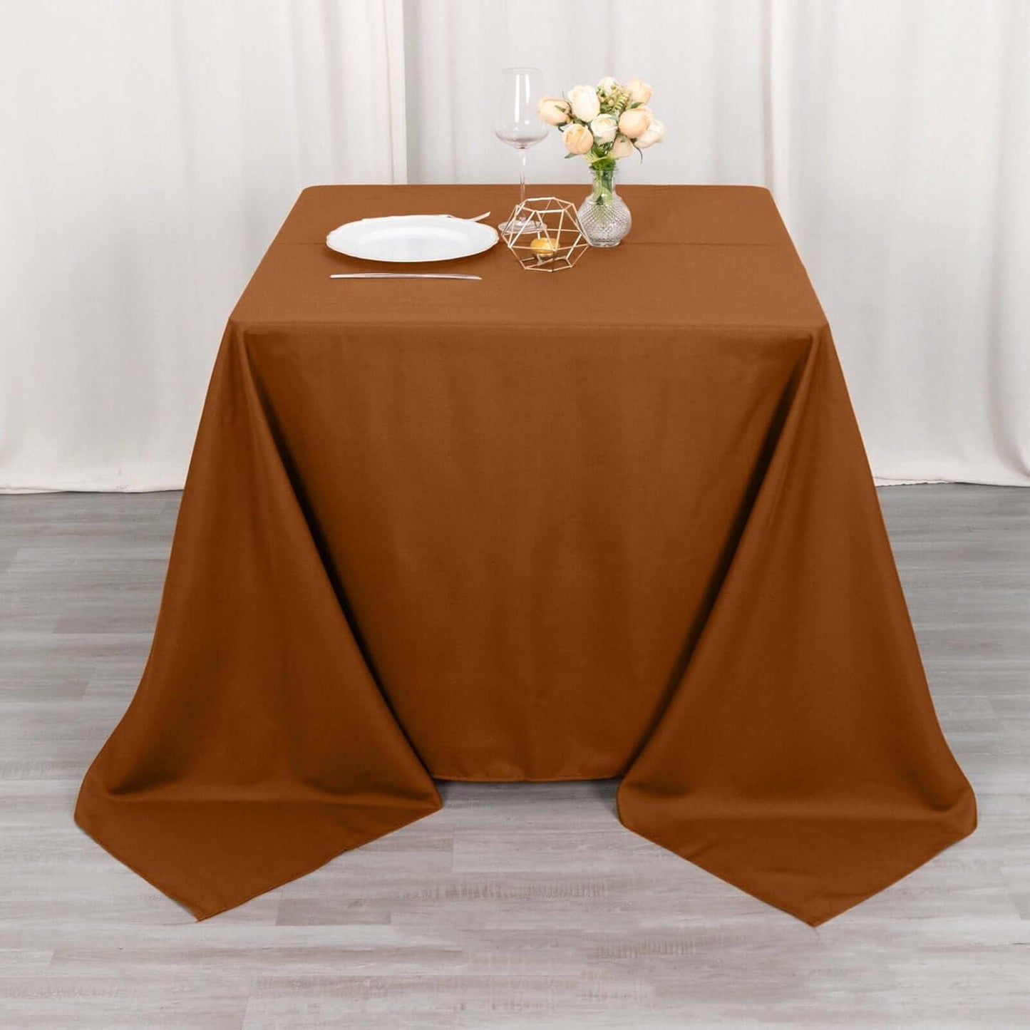 Efavormart 90" Cinnamon Brown Wholesale Linens Polyester Square Linen Tablecloth for Kitchen Dining Catering Wedding Birthday Party Events