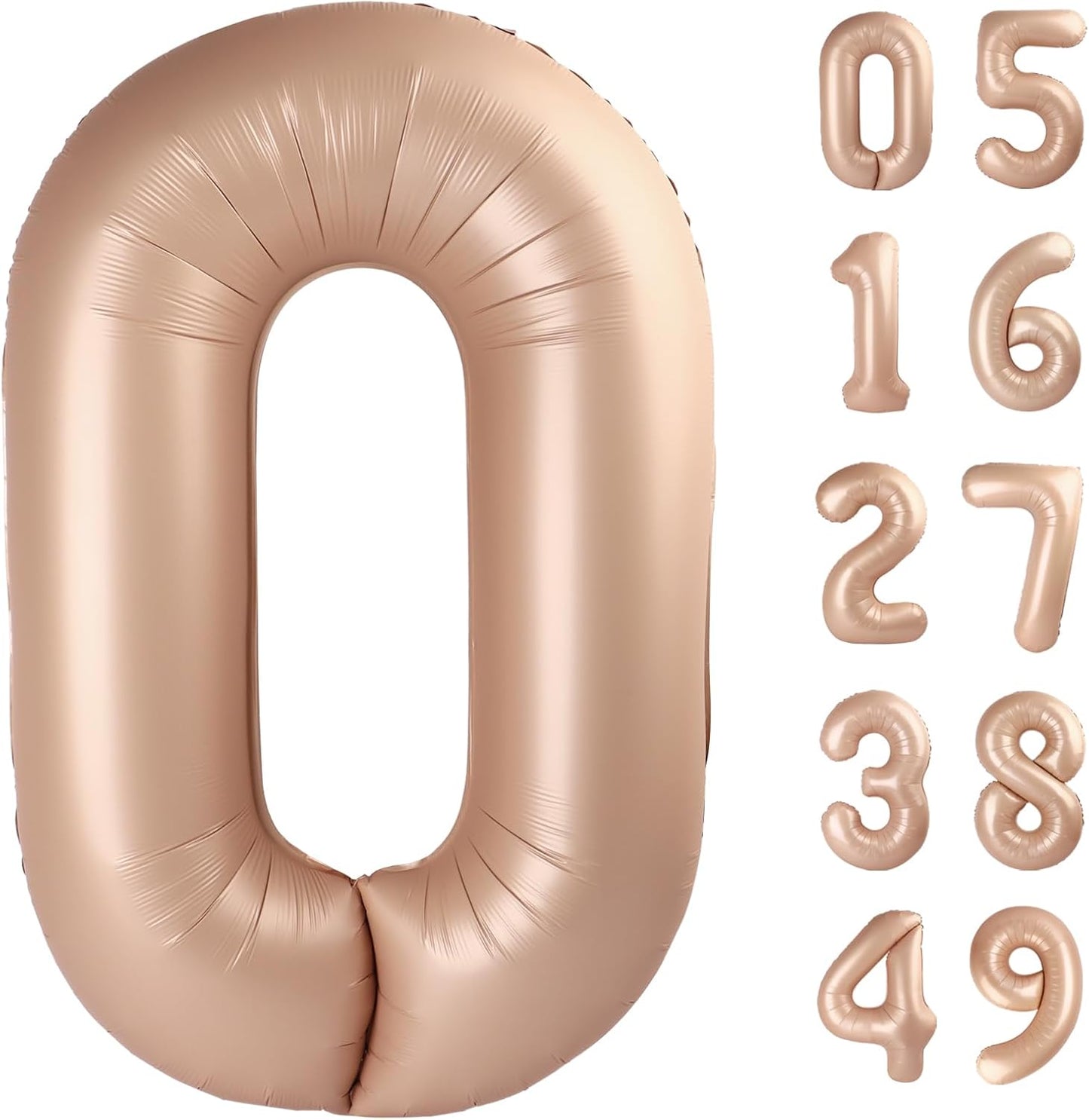 Light Brown Helium Number Balloon 40 Inch, Giant Foil Light Brown Number 0 Birthday Balloons, Large Numbers 10 20 30 40 50 60 70 80 90 100 2026, Party Celebration Supplies Decorations
