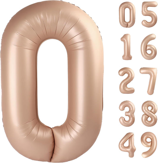 Light Brown Helium Number Balloon 40 Inch, Giant Foil Light Brown Number 0 Birthday Balloons, Large Numbers 10 20 30 40 50 60 70 80 90 100 2026, Party Celebration Supplies Decorations