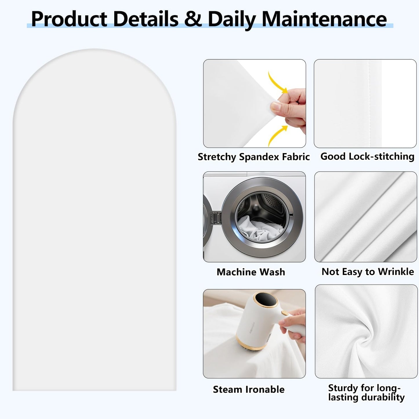 Hemmotop White Arch Backdrop Cover (No Arch Backdrop Stand), 6 ft Spandex Stretchy 2-Sided Arch Stand Covers, Ideal for Wedding, Baby Shower, Ceremony Party Decoration, Ballloon Arches