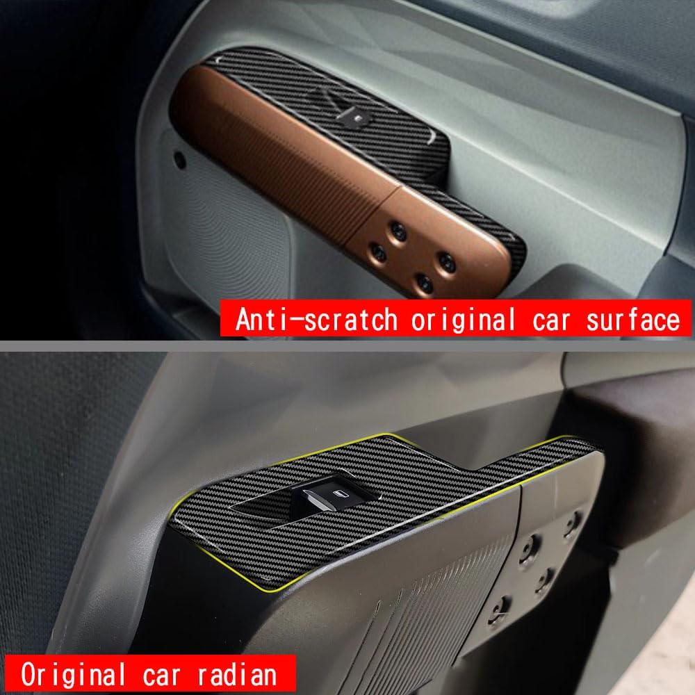 4pcs Carbon Fiber Style Front Rear Doors Window Glass Lift Switch Panel Cover Decorative Sticker Protection Car Interior Accessories for 2022-2025 Ford Maverick KT13