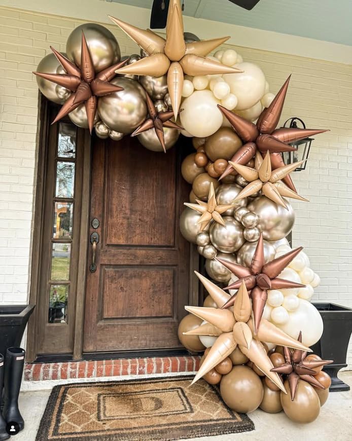 3pcs 26inch caramel Star foil balloons.blush Explosion Star burst star balloon-Spike cone balloon for birthday party decorations,wedding,Bachelor party