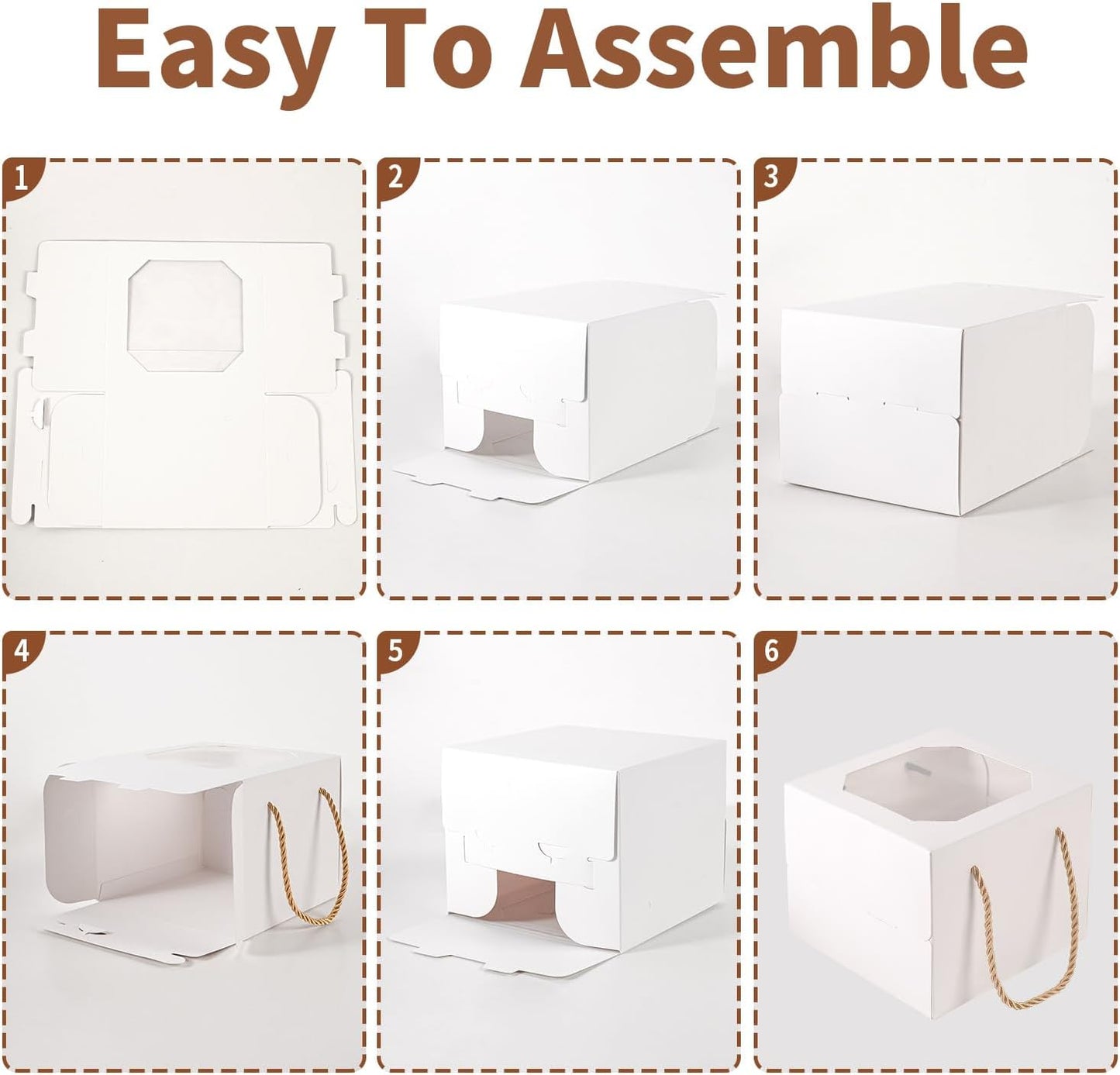 30 pcs 6x6x5 Inch Small Cake Box with Window, 6 inch cake box,Bakery Pastry Cookie Boxes,disposable cake containers, Mini Pie for Pastry,Dessert,Strawberries,Chocolates, Cupcakes