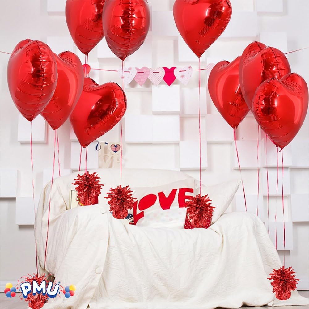 PMU 12 Pcs Kisses Balloon Weights - Decorative Balloon Weight for Christmas, Thanksgiving, Birthday, Party Favors, Wedding & Baby Shower - 6oz. Red, Pkg/12