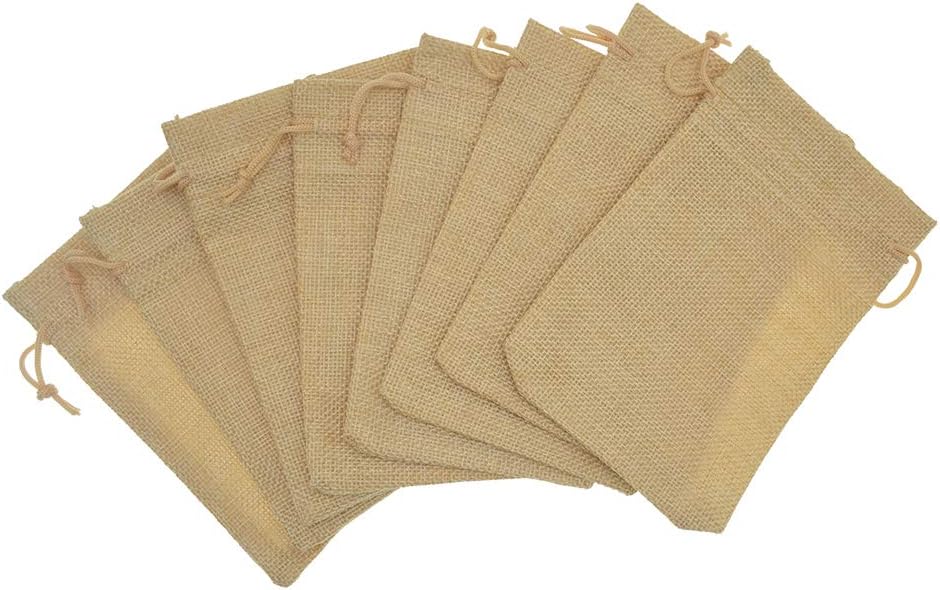 20Pcs Drawstring Burlap Bags, Jute Sacks Jewelry Candy Pouch Christmas Wedding Party Favor Gift Bags (Flaxen, 2.7 x 3.5)