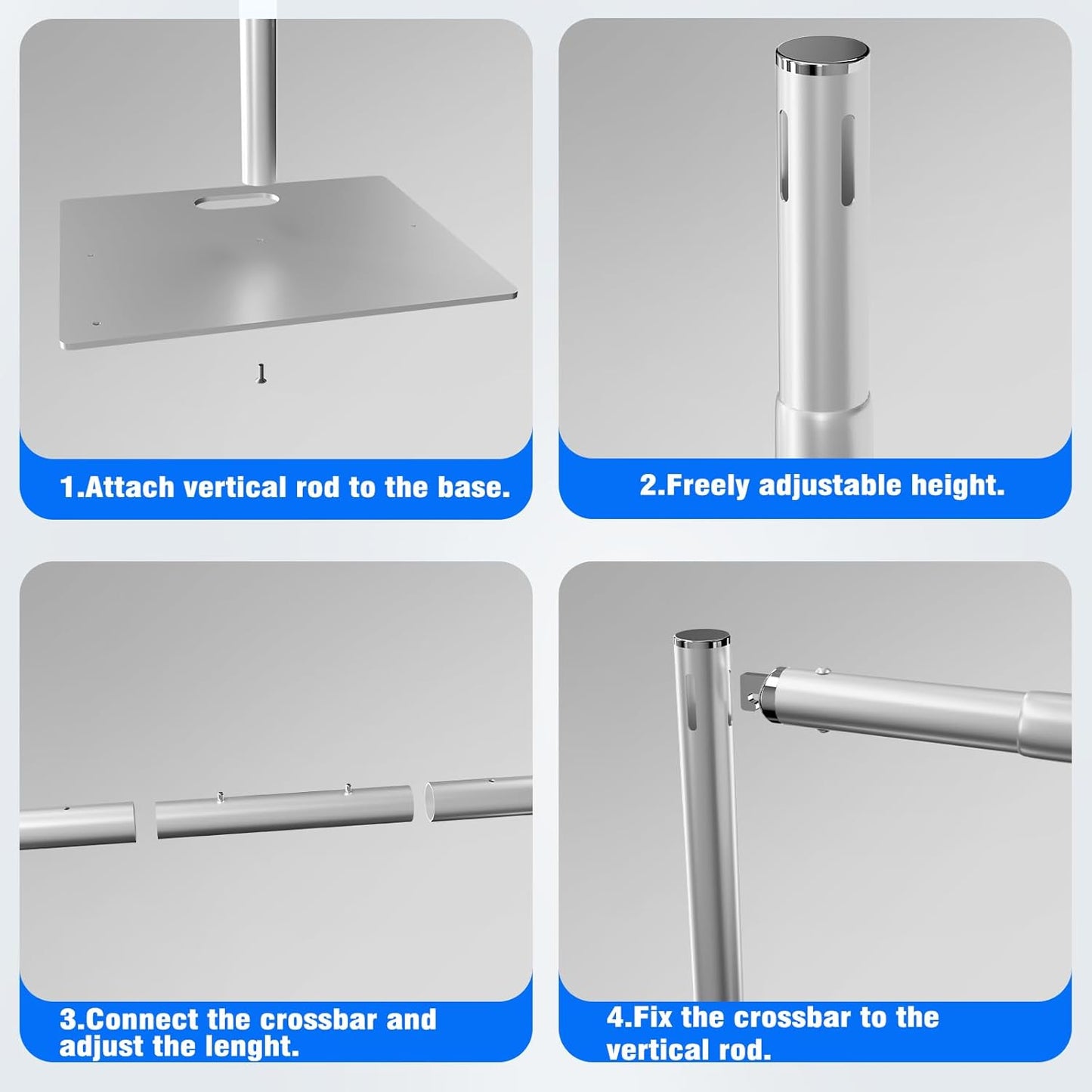 Pipe and Drape Backdrop Stand Kit Backdrop Stand For Parties 10ftx10ft Adjustable Photo Backdrop Stand Heavy Duty Background Stand for Wedding Banquet Decorations Silvery